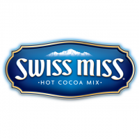 "Swiss Miss: Hot Cocoa Mix" Logo With White Capped Mountains Above It