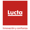 Lucta Logo: Red Square With "Lucta" Inside and "Innovacion y confianza" Below